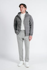 GIUBBOTTO DOPPIO TESSUTO CON CAPPUCCIO GRIGIO SCURO